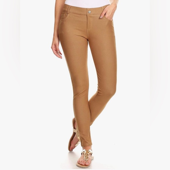 Yelete Pants - Yelete Stretch Jegging Women’s Pants Tan Khaki M Medium